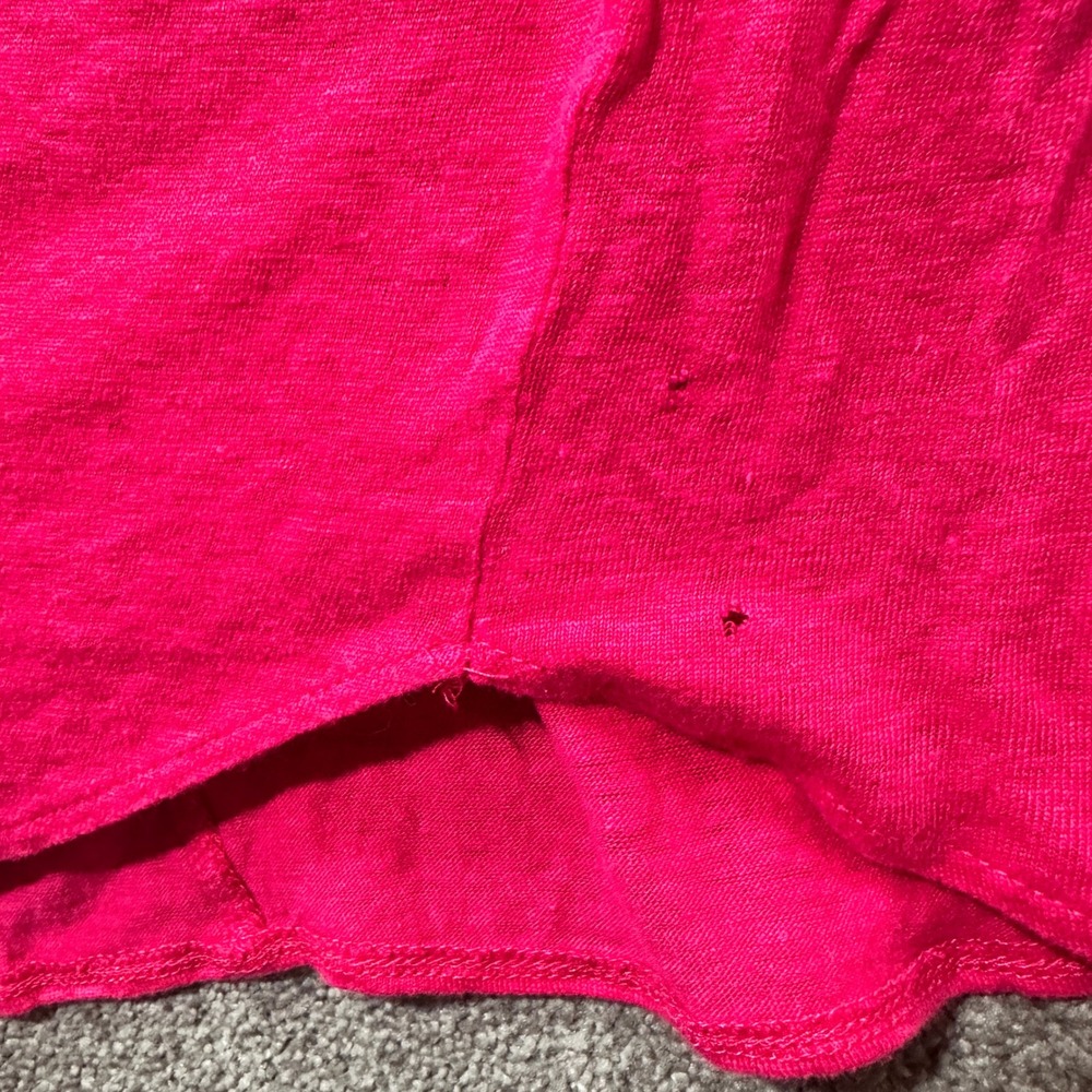 Tahari Blouse Top Women 2X Pink 100% Linen V Neck‎ Short Sleeve T-Shirt - Picture 3 of 11